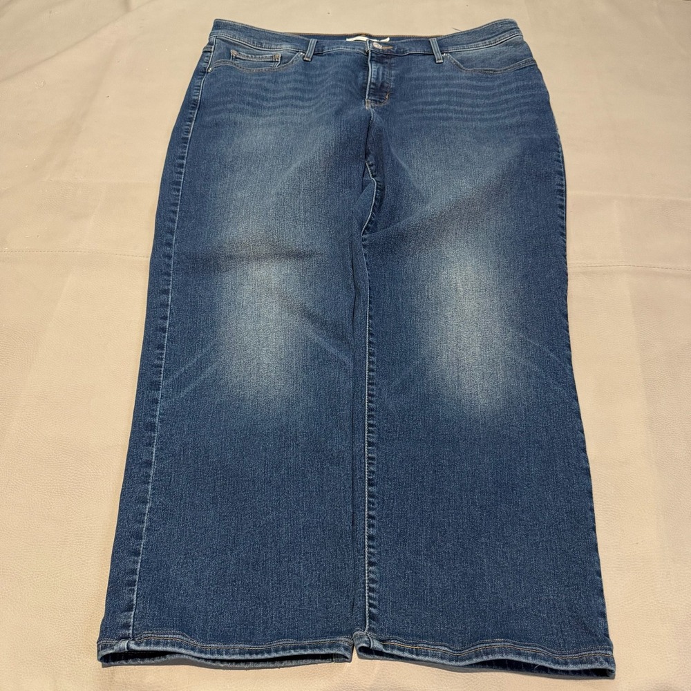 Levi 314 Shaping Straight Jean Women Blue Denim Med Wash Stretch-20W Wide-6598‎